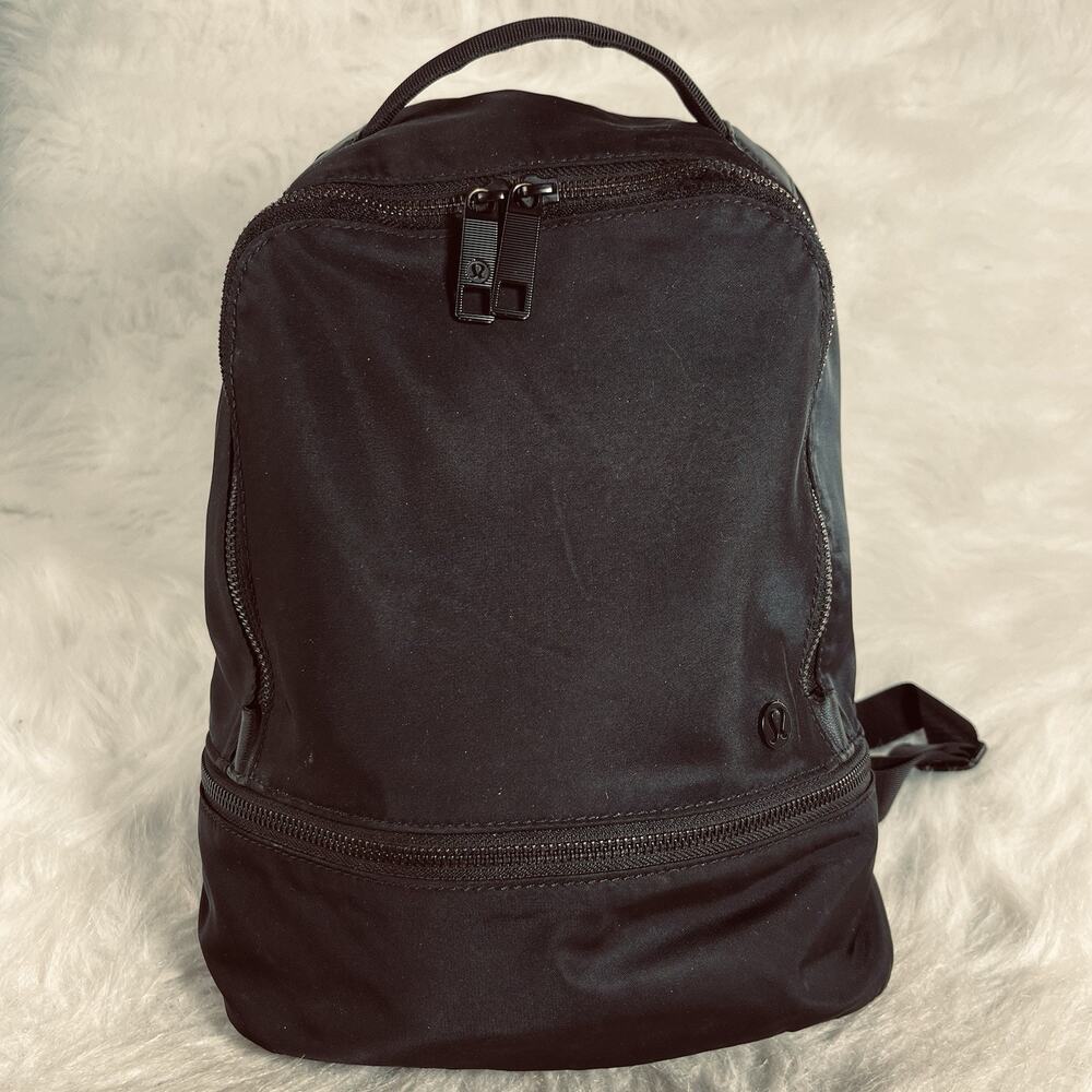 Lululemon Black Nylon Backpack Small Travel Gym Bag Shoe Compartment